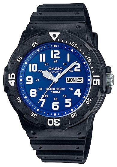 Часы наручные мужские Casio Collection, цвет: черный, синий. MRW-200H-2B2MRW-200H-2B2 Часы наручные мужские Casio Collection, цвет: черный, синий. MRW-200H-2B2MRW-200H-2B2Точность хода не хуже -/+ 20 сек./в месяц. Элемент питания SR626SW. Срок службы батареи 36 месяцев. Светонакопительный состав на стрелках и маркерах часа. Водозащита до 10 АТМ. Ремешок из полиуретана. Размеры корпуса 47,9 мм (по оси заводной головки) х 44,6 мм (по вертикали) х 11,6 мм (толщина) / 39 грамм.