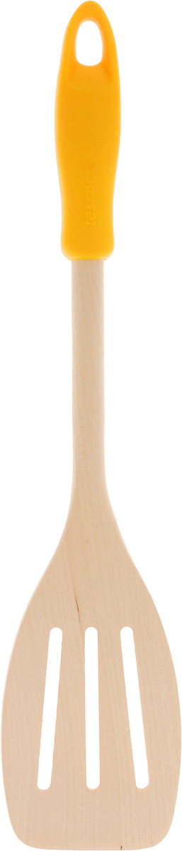 Лопатка кулинарная Tescoma Presto Wood, цвет: оранжевый, длина 30 см637218_оранжевый Лопатка кулинарная Tescoma Presto Wood, цвет: оранжевый, длина 30 см637218_оранжевыйКулинарная лопатка Tescoma Presto Wood изготовлена из экологически чистого материала - качественной березовой древесины, обладающей уникальной текстурой. Элегантная ручка имеет противоскользящую обработку, что дает возможность удобно и комфортно пользоваться лопаткой. Такая кухонная принадлежность подходит для всех видов посуды, а также замечательна для посуды с антипригарным покрытием. Лопатка Tescoma Presto Wood станет вашим незаменимым помощником на кухне, а также это практичный и необходимый подарок любой хозяйке! Не подходит для мытья в посудомоечной машине. Размер рабочей поверхности: 6 х 11 см. Общая длина лопатки: 30 см.
