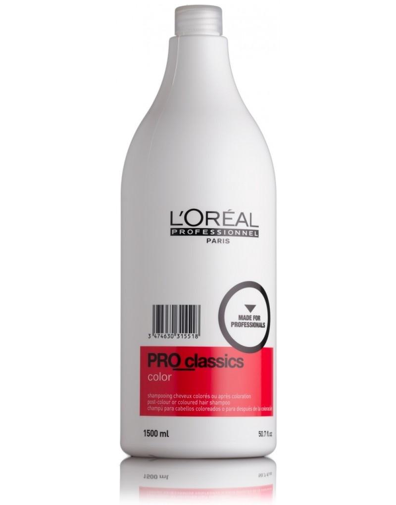 L’Oreal Professionnel Pro Classics Color Шампунь для завершения окрашивания, 1500 млE0315518 L’Oreal Professionnel Pro Classics Color Шампунь для завершения окрашивания, 1500 млE0315518LOreal Professionnel Pro Classics Color Шампунь - создан специально для мытья головы после процедуры окрашивания. Активно предотвращает продолжение процесса окисления на волосах, что гарантирует неизменность цвета и защиту от постепенного повреждения волос. Благодаря активном компонентам взаимодействующими с полимером Ионеном G, который содержится в красителях Лореаль, шампунь для завершения окрашивания Pro Classic Color усиливает глубину цвета таких красок как: стойкая крем-краска Мажирель, антивозрастная краска Колор Супрем, красок тон в тон линейки Диалор, а так же осветляющих красок Мажиблонд. Удаляет остатки окислюящих веществ. Шампунь не вызывает раздражения, ощущения сухости кожи головы и обеспечивает максимальный комфорт во время использования. Волосы становятся блестящими, гладкими и легко поддаются расчесыванию и укладке.