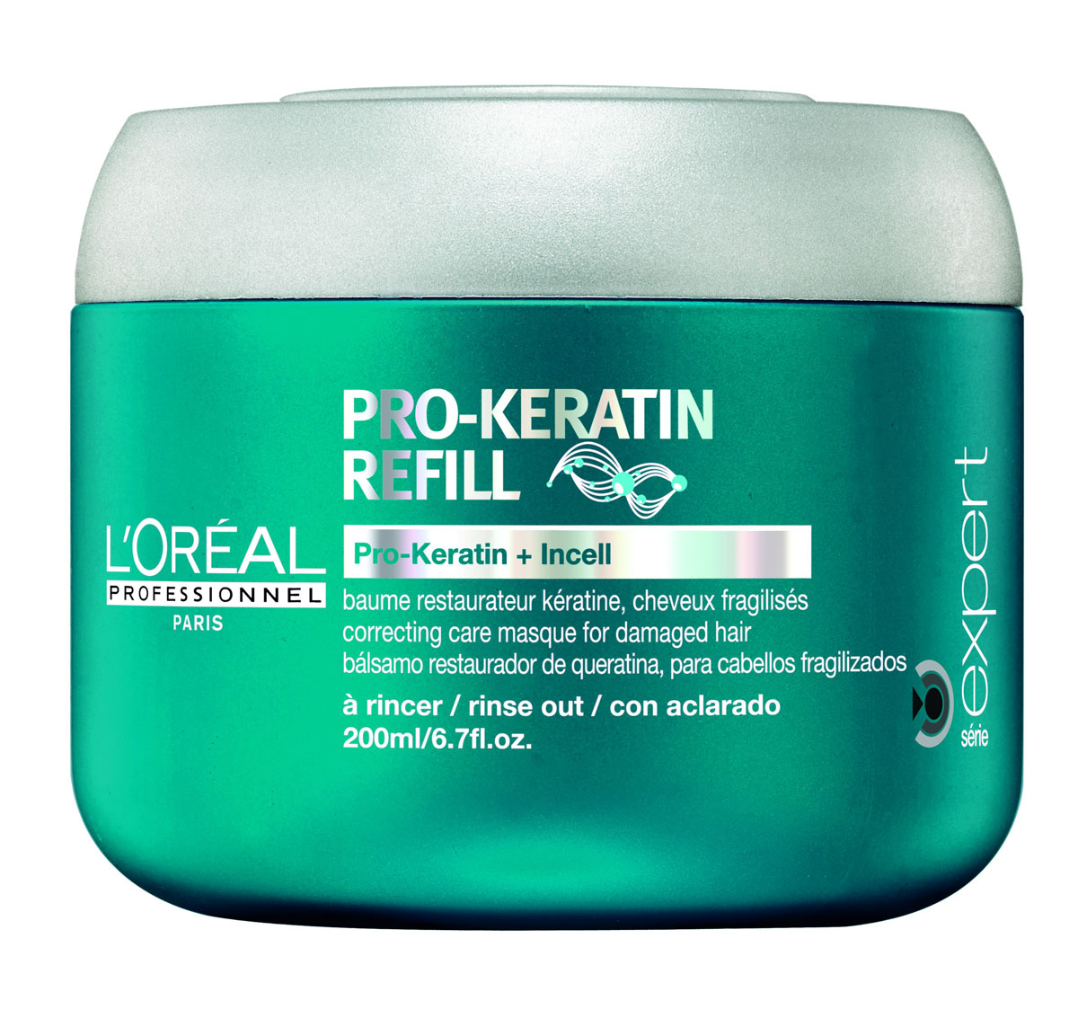 LOreal Professionnel Восстанавливающая и укрепляющая маска для поврежденных волос Expert Pro-Keratin Refill Masque - 200 млE0526082 LOreal Professionnel Восстанавливающая и укрепляющая маска для поврежденных волос Expert Pro-Keratin Refill Masque - 200 млE0526082Питательная маска от Lоreal Professionnel глубоко проникает вглубь волоса и пополняет его поврежденную структуру. Обладает интенсивными питательными и лечебными свойствами. Устраняет сечение кончиков и спутывание, облегчая расчесывание. Укрепляет волосяной фолликул и уплотняет волосы. Препятствуя чрезмерному выпадению волос, способствуя здоровому росту волос. Устраняет нежелательную пушистость и делает волосы послушными. Придает дополнительный блеск, необходимую гладкость и шелковистость. Восстанавливает поврежденные чешуйки волос, интенсивно питает, защищает от негативного воздействия среды. Исследования показали, что волосы на 70% становятся менее ломкими и хрупкими. Активные компоненты: Pro-кератин, молекулы Incell, протеины пшеницы, аргинин, фруктовые экстракты.