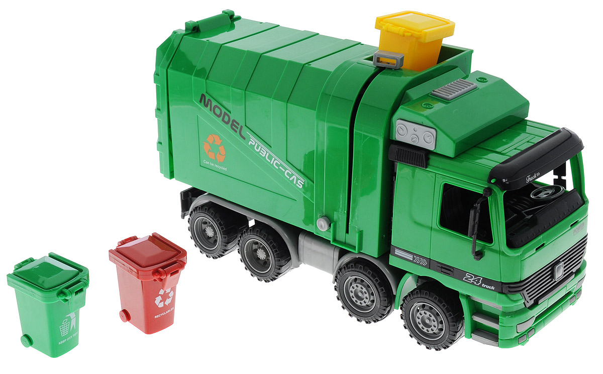 Junfa Toys Мусоровоз инерционный9998-17 Junfa Toys Мусоровоз инерционный9998-17Инерционный мусоровоз Junfa Toys - это яркая машина, которая порадует любого мальчишку. Игрушка отлично подойдет для сюжетно-ролевых игр. Машина является уменьшенной копией настоящего мусоровоза. Модель не только хорошо проработана, но также функциональна и оснащена инерционным механизмом. Нужно немного подтолкнуть машину и отпустить - она самостоятельно поедет в ту же сторону. Кузов мусоровоза поднимается, задний люк контейнера открывается. Кузов оснащен подъемным механизмом для мусорного бака. В комплекте с мусоровозом идут 3 мусорных бака.