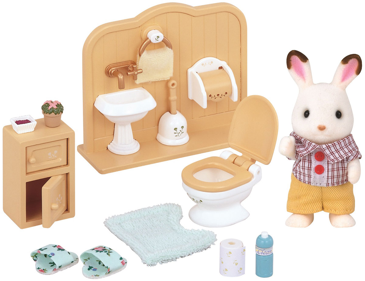 Sylvanian Families Игровой набор Братик и туалетная комната2203 Sylvanian Families Игровой набор Братик и туалетная комната2203Игровой набор Братик и туалетная комната привлечет внимание вашего ребенка, он сможет придумывать для жителей чудесной страны Sylvanian Families свои истории. В комплект входит фигурка кролика, умывальник, унитаз, тумбочка и аксессуары для ванной комнаты. Компания была основана в 1985 году, в Японии. Sylvanian Families очень популярен в Европе и Азии, и, за долгие годы существования, компания смогла добиться больших успехов. 3 года подряд в Англии бренд Sylvanian Families был признан Игрушкой Года. Сегодня у героев Sylvanian Families есть собственное шоу, полнометражный мультфильм и сеть ресторанов, работающая по всей Японии. Sylvanian Families - это целый мир маленьких жителей, объединенных общей легендой. Жители страны Sylvanian Families - это кролики, белки, медведи, лисы и многие другие. У каждого из них есть дом, в котором есть все необходимое для счастливой жизни. В городе, где живут герои, есть школа, больница, рынок, пекарня, детский сад и...