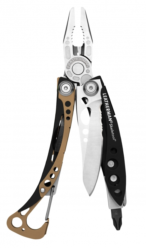Мультитул Leatherman Skeletool Сoyote, цвет: коричневый832207 Мультитул Leatherman Skeletool Сoyote, цвет: коричневый832207Нож прямой+серрейтор (сталь 420НС), битодержатель, 4 отвертки, кусачки, пассатижи, открывалка для бутылок, карабин, клипса. Длина мультитула в сложенном состоянии - 10 см. Вес - 142 гр. Цвет - Сoyote. Картонная упаковка. Гарантия - 25 лет.