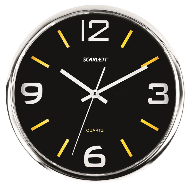 Часы настенные Scarlett, диаметр 30 см. SC - WC1009OSC - WC1009O Часы настенные Scarlett, диаметр 30 см. SC - WC1009OSC - WC1009OНастенные кварцевые часы Scarlett в классическом дизайне, изготовленные из пластика, прекрасно впишутся в интерьер вашего дома. Круглые часы имеют три стрелки: часовую, минутную и секундную, циферблат защищен прозрачным пластиком. Часы работают от 1 батарейки типа АА напряжением 1,5 В (батарейка в комплект не входит). Диаметр часов: 30 см.