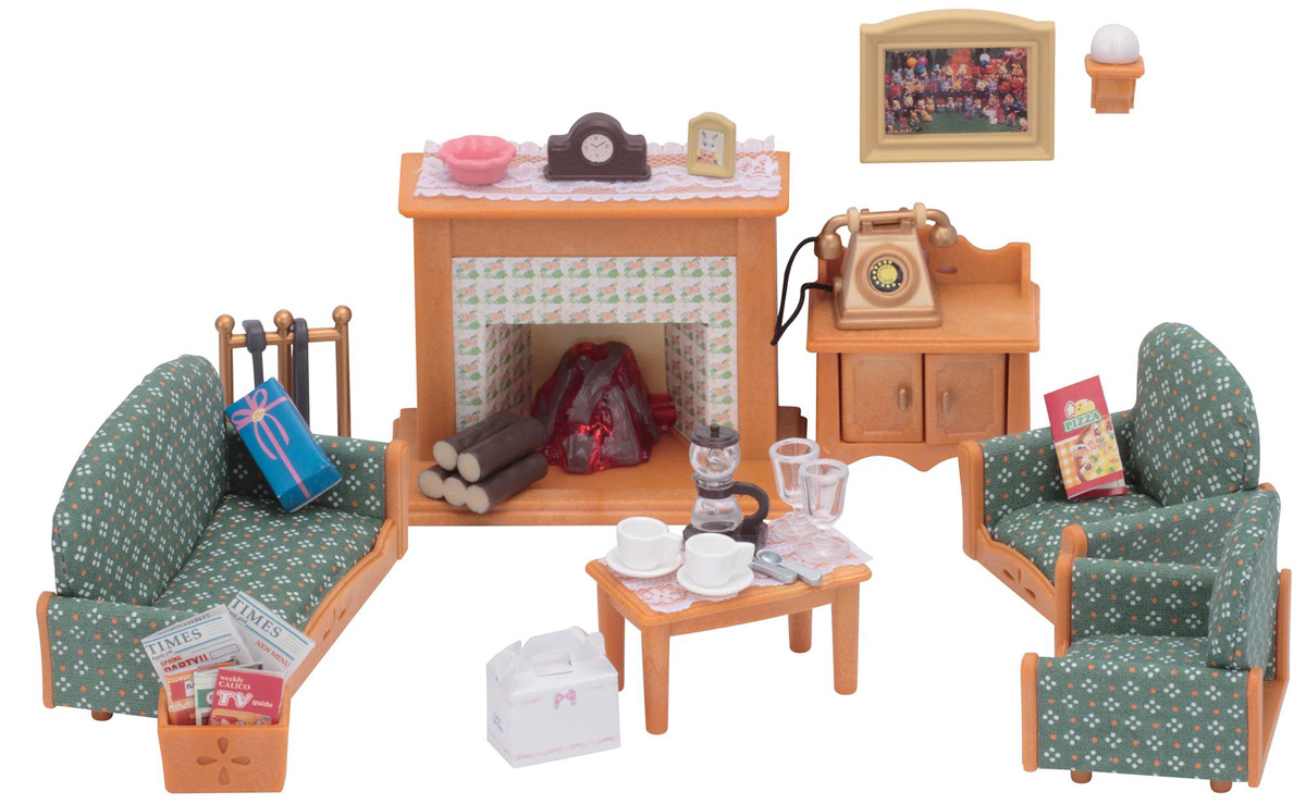 Sylvanian Families Игровой набор Гостиная Deluxe2959 Sylvanian Families Игровой набор Гостиная Deluxe2959Игровой набор Гостиная Delux привлечет внимание вашего ребенка и станет отличным подарком для поклонников жителей чудесной страны Sylvanian Families. С помощью элементов набора ваш ребенок сможет создать для своих любимых героев Sylvanian Families полностью обустроенную гостиную, где они смогут собираться большой дружной семьей у камина. Набор включает диван, два кресла, камин с подсветкой, столик с телефоном и другие дополнительные элементы для создания уютной гостиной. Sylvanian Families - это целый мир маленьких жителей, объединенных общей легендой. Жители страны Sylvanian Families - это кролики, белки, медведи, лисы и многие другие. У каждого из них есть дом, в котором есть все необходимое для счастливой жизни. В городе, где живут герои, есть школа, больница, рынок, пекарня, детский сад и множество других полезных объектов. Жители этой страны живут семьями, в каждой из которой есть дети. В домах Sylvanian Families царит уют и гармония. Домашние животные...