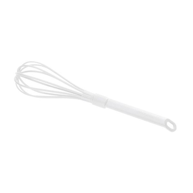 Венчик Tescoma Space Bianco, длина 32,5 см638073 Венчик Tescoma Space Bianco, длина 32,5 см638073Венчик Tescoma Space Bianco изготовлен из высококачественного нейлона. Предназначен для взбивания и обработки холодных и горячих блюд в посуде с антипригарным покрытием, в посуде из полированной нержавеющей стали, фарфора, керамики - не повреждает поверхность. Удобная ручка не позволит выскользнуть венчику из вашей руки, сделает приятным процесс приготовления любого блюда. На ручке имеется петелька, за которую изделие можно подвесить в любом удобном для вас месте. Практичный и удобный венчик Tescoma Space Bianco займет достойное место среди аксессуаров на вашей кухне. Можно мыть в посудомоечной машине. Длина венчика: 32,5 см. Размер рабочей поверхности: 15,5 см х 6 см.