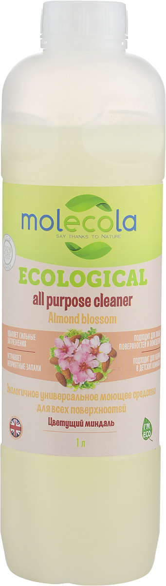 Универсальное моющее средство Molecola Almond Blossom, для всех поверхностей, экологичное, 1 л9059 Универсальное моющее средство Molecola Almond Blossom, для всех поверхностей, экологичное, 1 л9059Универсальное моющее средство Molecola Almond Blossom подходит для всех поверхностей в доме идеально подходит для эффективной и гигиенической очистки любых поверхностей. Экономично в использовании. Устраняет и предотвращает появление неприятных запахов. Обладает антибактериальными свойствами. Безопасно для кожи и дыхательных путей. В концентрированном виде используется для очистки ванн, раковин, детских ванночек, горшков и других поверхностей. Требует смывания. В разведенном виде используется для мытья пола (керамической плитки, окрашенных полов, ламинированной доски, паркета, линолеума) и других гладких поверхностей в доме (столы, стены, мебель, дерево, камень, синтетика). Не требует смывания. При использовании раствора для мытья детских игрушек, стульчиков, колясок, манежей и других поверхностей требует смывания. Рекомендовано людям, имеющим аллергическую реакцию на средства бытовой химии. Состав: Вода, > 5% анионные ПАВ, глицерин, > ...