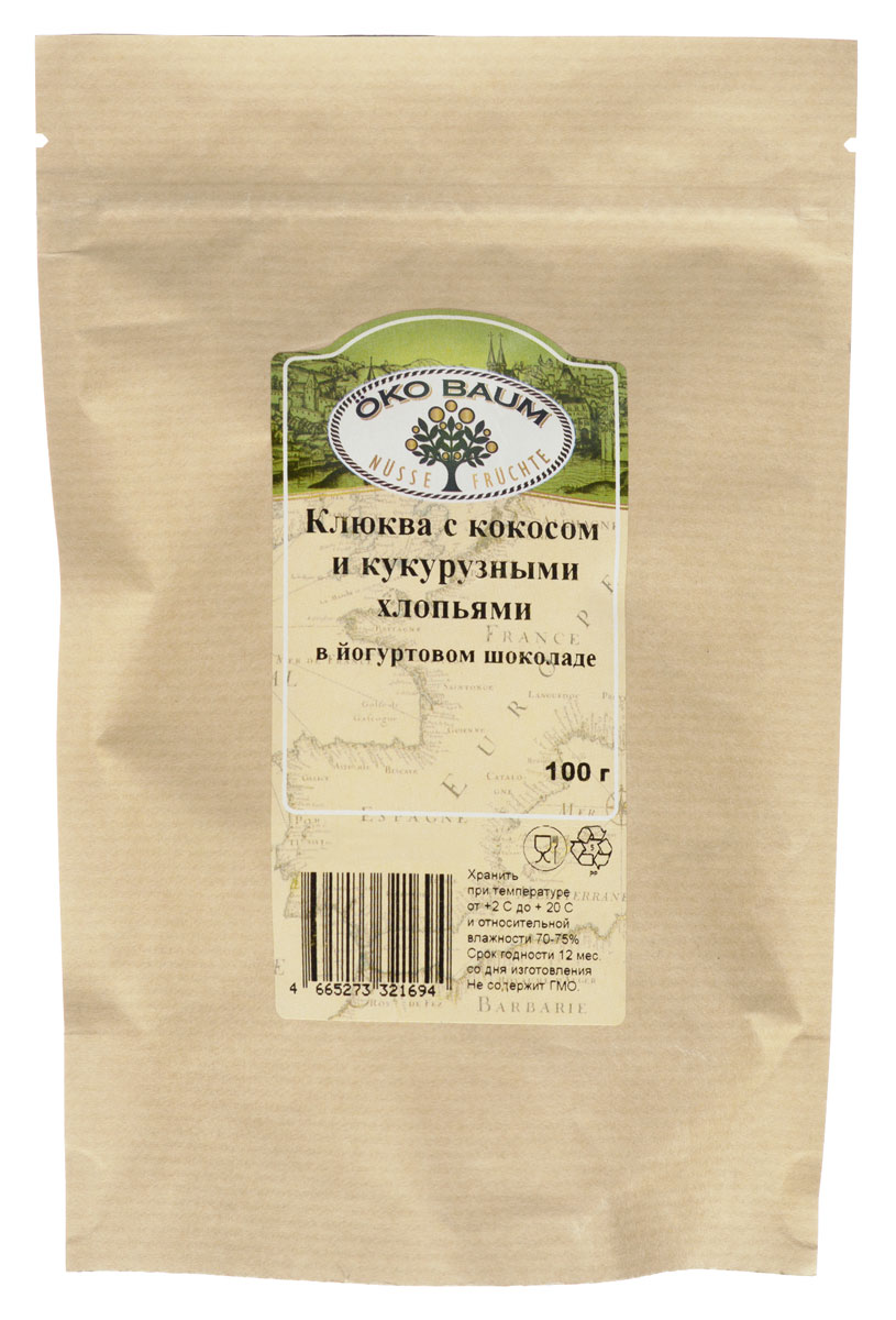 Oko Baum клюква с кокосом и кукурузными хлопьями в йогуртовом шоколаде, 100 г4665273321694 Oko Baum клюква с кокосом и кукурузными хлопьями в йогуртовом шоколаде, 100 г4665273321694Удивительно вкусное и полезное лакомство от Oko Baum из клюквы, овсяно-кукурузных хлопьев, кокосовой стружки и йогуртового белого шоколада придется по душе всем - и взрослым и детям! Этот десерт станет любимым лакомством в вашем доме!