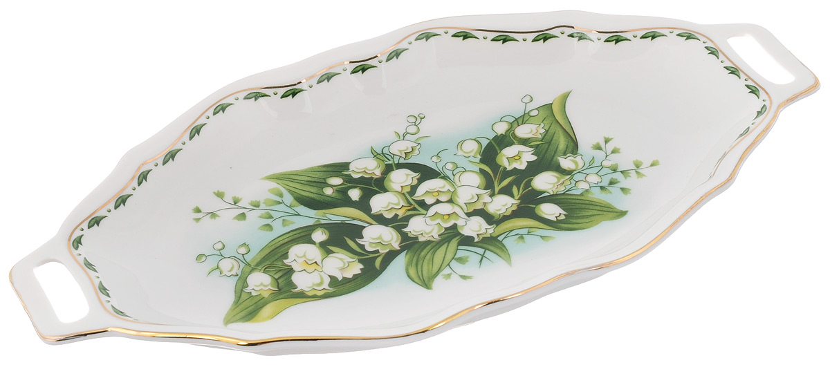 Блюдо для нарезки Elan Gallery Ландыши, 27 х 15,5 см503847 Блюдо для нарезки Elan Gallery Ландыши, 27 х 15,5 см503847Блюдо для нарезки Elan Gallery Ландыши, изготовленное из керамики, прекрасно подойдет для подачи нарезок, закусок и других блюд. Блюдо дополнено двумя удобными ручками и оформлено цветочным рисунком. Такое блюдо украсит сервировку вашего стола и подчеркнет прекрасный вкус хозяйки. Не рекомендуется применять абразивные моющие средства. Не использовать в микроволновой печи. Размер блюда по верхнему краю (с учетом ручек): 27 х 15,5 см.