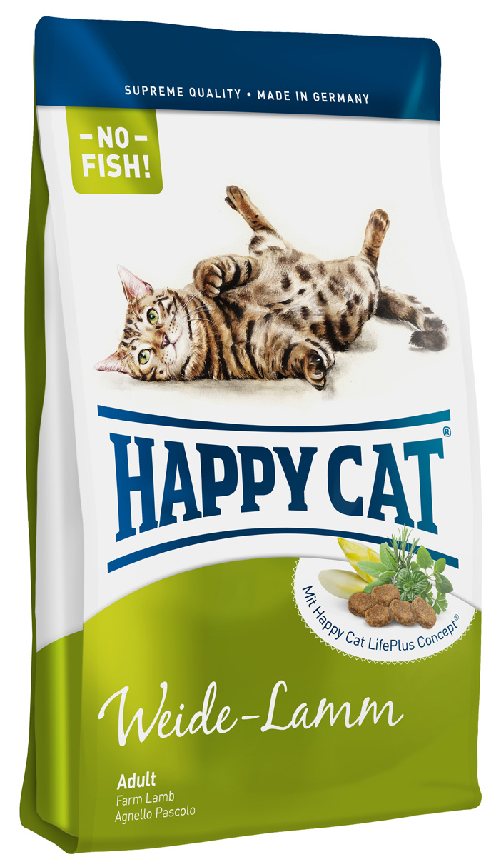 Корм сухой Happy Cat Adult Fit & Well для взрослых кошек с чувствительным пищеварением, с ягненком, 300 г70006 Корм сухой Happy Cat Adult Fit & Well для взрослых кошек с чувствительным пищеварением, с ягненком, 300 г70006Сухой корм Happy Cat Adult Fit & Well - это полноценный рацион для взрослых кошек с чувствительным пищеварением. Изготовлен из сырья высокого пищевого качества, без пшеницы, искусственных красителей, ароматизаторов и консервантов. Многие кошки отказываются от кормов на основе рыбы. Happy Cat Adult Fit & Well изготовленный без рыбных компонентов с легко перевариваемыми протеинами ягненка и птицы, не дающими лишней нагрузки пищеварительной системе - эксклюзивный деликатес для взрослых кошек. Состав: птица (13%), мясопродукты, рис, кукуруза, ягненок (8%), птичий жир, говяжий жир, картофельные хлопья, гидролизат печени, свекольная пульпа, печень, яблоко (0,7%), цельное яйцо, хлорид натрия, дрожжи, хлорид калия, ячмень (ферментированный, 0,3%), морские водоросли (0,2%), льняное семя (0,2%), корень цикория (0,04%), артишок, одуванчик, имбирь, березовый лист, крапива, шалфей, кориандр, розмарин, тимьян, корень солодки, ромашка, побеги вяза, черемша. (Всего трав: 0,17%). ...