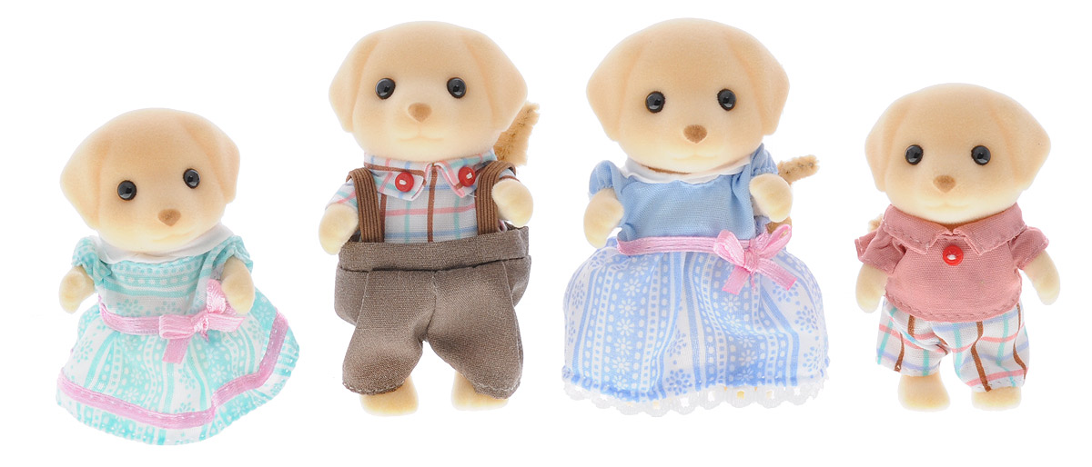 Sylvanian Families Набор фигурок Семья лабрадоров5182 Sylvanian Families Набор фигурок Семья лабрадоров5182Набор фигурок Sylvanian Families Семья лабрадоров обязательно понравится всем маленьким любителям собак. Эти игрушки такие симпатичные! В комплект входят папа, мама, дочка и сын. Все лабрадоры одеты очень интересно и красочно. Одежда легко снимается, ее можно стирать. Ребенок будет долго и весело играть с этими игрушками и сможет придумать интересные сюжеты, ведь головки и лапки у фигурок вращаются, что делает игру еще более увлекательной. Компания Sylvanian Families была основана в 1985 году, в Японии. Sylvanian Families очень популярна в Европе и Азии и, за долгие годы существования, компания смогла добиться больших успехов. 3 года подряд в Англии бренд Sylvanian Families был признан Игрушкой Года. Сегодня у героев Sylvanian Families есть собственное шоу, полнометражный мультфильм и сеть ресторанов, работающая по всей Японии. Sylvanian Families - это целый мир маленьких жителей, объединенных общей легендой. Жители страны Sylvanian Families - это кролики,...