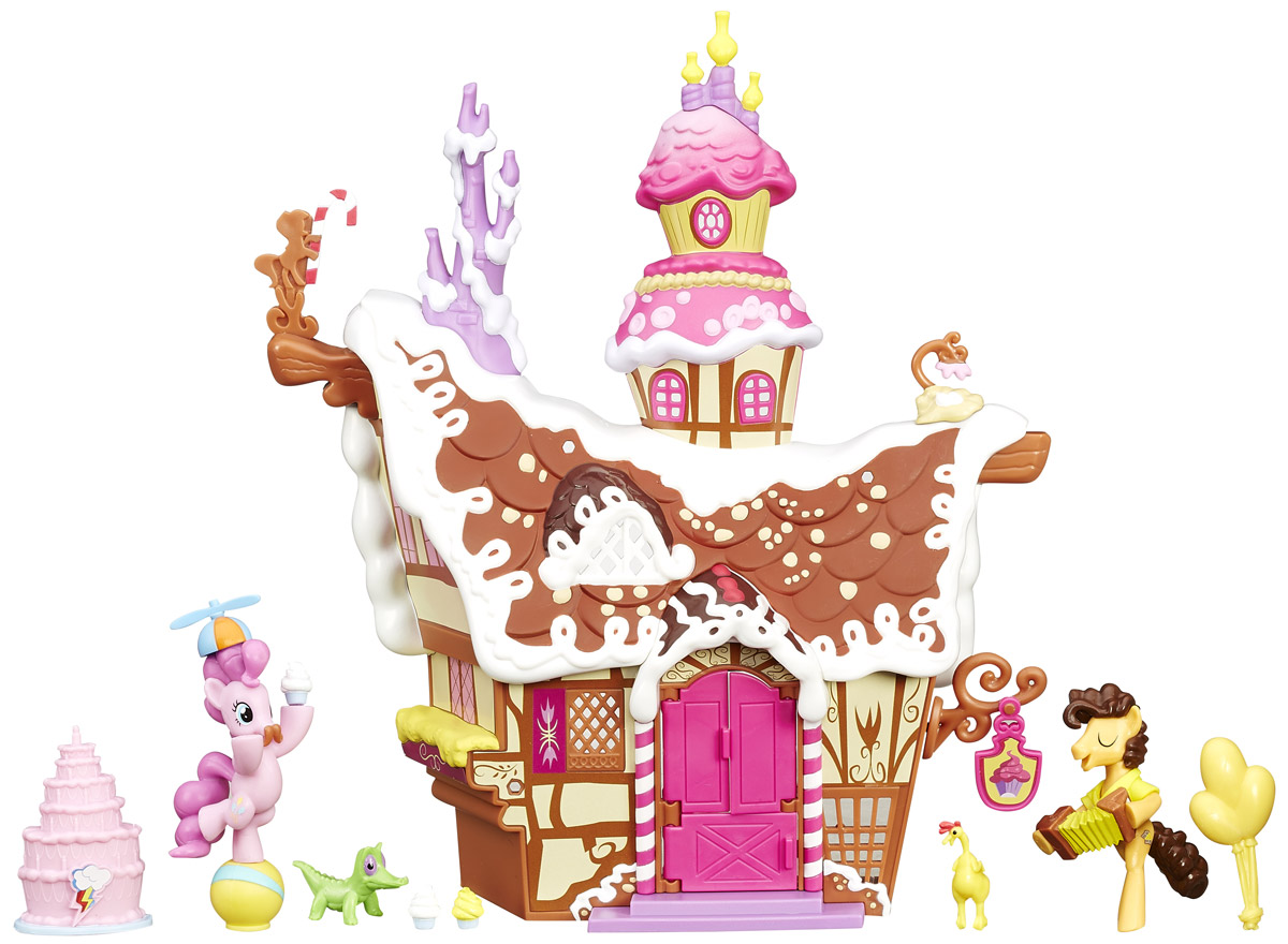 My Little Pony Набор фигурок Сахарный уголок Пинки ПайB3594EU4 My Little Pony Набор фигурок Сахарный уголок Пинки ПайB3594EU4Набор фигурок My Little Pony Сахарный уголок Пинки Пай - это впечатляющая композиция, состоящая из детально проработанного домика и двух фигурок пони. Это кондитерская, Пинки Пай в ней работает помощницей владельцев - мистера и миссис Кейк. Сегодня в сахарный дворец пожаловал Чиз Сэндвич - настоящий конкурент Пинки Пай, который тоже занимается организацией веселых вечеринок. При этом Чиз и Пинки сумели найти общий язык, подружились и теперь не враждуют, а веселятся вместе! Как известно, в мультфильме My Little Pony Дружба - это чудо! по-другому и не бывает. Набор фигурок My Little Pony Сахарный уголок Пинки Пай содержит необычные фигурки этих героев. Пинки Пай стоит на шаре, жонглируя пирожными, на голове у нее забавная шапочка с пропеллером. А Чиз музицирует на баяне, словно бы подпевая себе при этом. Тематические аксессуары из набора идеально подходят для вечеринки - это забавная игрушка в виде курочки, воздушные шары. Еще в комплект входит миниатюрная фигурка Зубастика,...