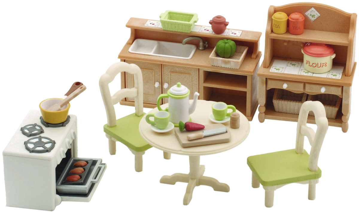 Sylvanian Families Игровой набор Кухня в коттедже 29512951 Sylvanian Families Игровой набор Кухня в коттедже 29512951Игровой набор Кухня в коттедже привлечет внимание вашего ребенка и станет отличным подарком для поклонников жителей чудесной страны Sylvanian Families. В комплект входит кухонный гарнитур, стол, 2 стула, духовка и посуда. Теперь герои Sylvanian Families полностью готовы к принятию пищи! Компания была основана в 1985 году, в Японии. Sylvanian Families очень популярен в Европе и Азии, и, за долгие годы существования, компания смогла добиться больших успехов. 3 года подряд в Англии бренд Sylvanian Families был признан Игрушкой Года. Сегодня у героев Sylvanian Families есть собственное шоу, полнометражный мультфильм и сеть ресторанов, работающая по всей Японии. Sylvanian Families - это целый мир маленьких жителей, объединенных общей легендой. Жители страны Sylvanian Families - это кролики, белки, медведи, лисы и многие другие. У каждого из них есть дом, в котором есть все необходимое для счастливой жизни. В городе, где живут герои, есть...