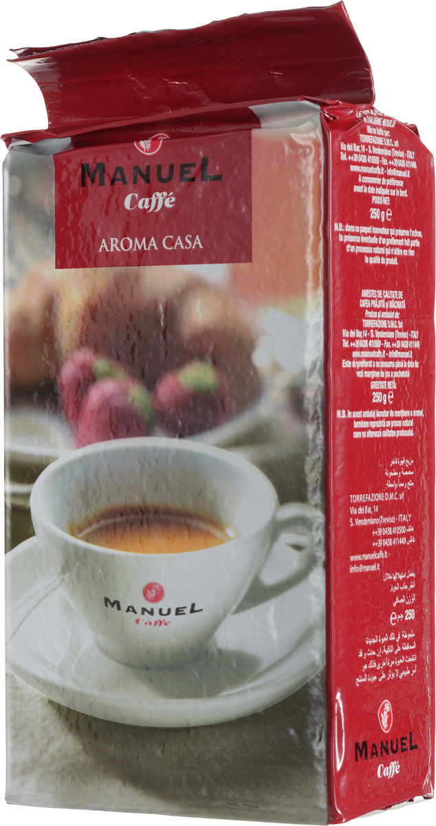 Manuel Aroma Casa кофе молотый, 250 г8006536000158 Manuel Aroma Casa кофе молотый, 250 г8006536000158Кофе Manuel Aroma Casa - это бленд классического итальянского эспрессо с содержанием арабики (60%) и робусты (40%). Арабика обжаривается отдельно от робусты, а затем они смешиваются в определенных пропорциях. Отдельная термообработка каждого сорта позволяет полностью раскрывать вкус напитка. Этот кофе безусловно понравится любителям настоящего итальянского эспрессо!
