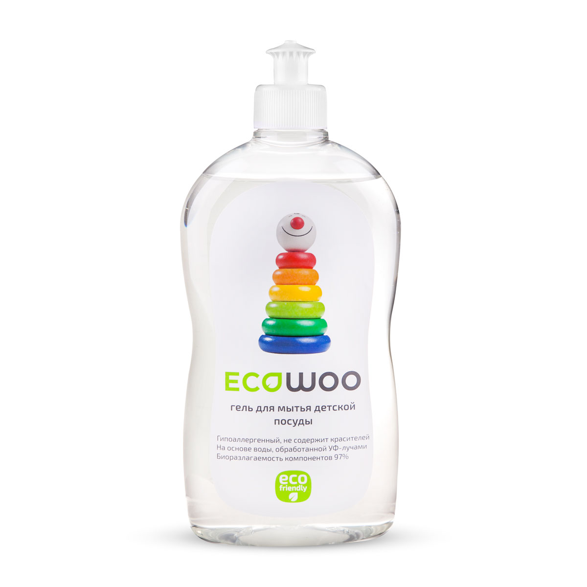Гель EcoWoo для мытья овощей и фруктов, детской посуды и принадлежностей, 0,5 лЕ088231 Гель EcoWoo для мытья овощей и фруктов, детской посуды и принадлежностей, 0,5 лЕ088231Специально разработан для мытья всех видов детской посуды, бутылочек, сосок из латекса и силикона, игрушек, любых детских принадлежностей, а также овощей и фруктов. Средство гипоаллергенно, не содержит ароматизаторов и красителя. Легко удаляет остатки продуктов. Полностью смывается водой со всех видов посуды и игрушек (в том числе холодной и жесткой). Очищает овощи и фрукты от воскового покрытия, смывает пестициды, гербициды, инсектициды с кожуры овощей и фруктов. Средство безвредно для человека и природы – биоразлагаемость компонентов 97% Подходит для людей с чувствительной кожей.