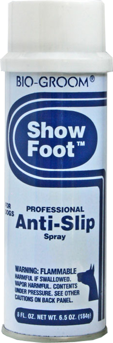 Спрей от скольжения Bio-Groom Show Foot 184 г52308 Спрей от скольжения Bio-Groom Show Foot 184 г52308Bio-Groom Show Foot спрей от скольжения. Спрей специально разработан для предотвращения скольжения лап животных в закрытых помещениях во время шоу. В состав входит натуральная канифоль, которая легко смывается и не раздражает кожу. Незаменим для показа совершенных движений на Шоу-ринге. Объём 236 мл.