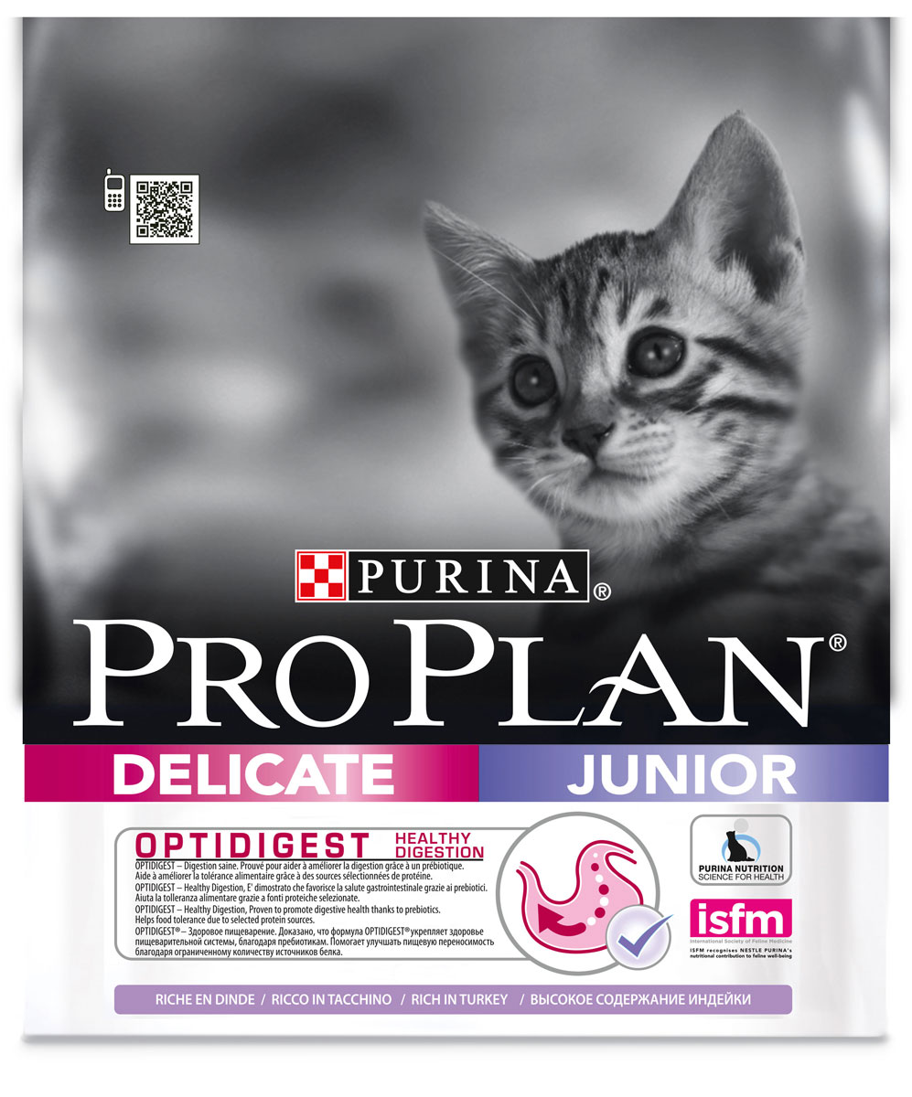 Корм сухой PRO PLAN Junior Индейка для котят с чувствительным пищеварением, 400 г12293287 Корм сухой PRO PLAN Junior Индейка для котят с чувствительным пищеварением, 400 г12293287КОРМ СУХОЙ PRO PLAN (ПРО ПЛАН) ПОЛНОРАЦИОННЫЙ ДЛЯ КОТЯТ С ЧУВСТВИТЕЛЬНЫМ ПИЩЕВАРЕНИЕМ ИЛИ С ОСОБЫМИ ПРЕДПОЧТЕНИЯМИ В ЕДЕ, С ИНДЕЙКОЙ; РЕКОМЕНДОВАН ДЛЯ БЕРЕМЕННЫХ И КОРМЯЩИХ КОШЕК. PRO PLAN ДЛЯ КОТЯТ – корм с высоким содержанием белка, сочетающий все необходимые питательные вещества, включая витамины С и Д3, а также омега?3 жирную кислоту. Легко усвояемый корм для котят с чувствительным пищеварением. Обладает замечательными вкусовыми свойствами и придется по вкусу даже самым капризным котятам. СОСТАВ: Индейка (17%), кукурузный глютен, рис (17%), концентрат горохового белка, сухой белок индейки, животный жир, кукурузный крахмал, сухой корень цикория (2%), кукуруза, минеральные вещества, вкусоароматическая кормовая добавка, дрожжи, рыбий жир, витамины, антиоксиданты. ДОБАВЛЕННЫЕ ВЕЩЕСТВА: МЕ/кг: витамин A: 32 600; витамин Д3: 1 060; витамин E: 670. мг/кг: витамин C: 140; железо: 73; йод: 1,8; медь: 11,5; марганец: 34; цинк: 138; селен: 0,12. ...