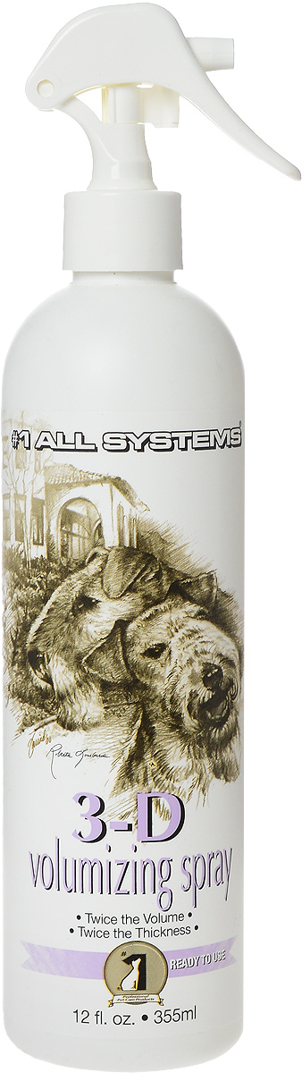 Спрей для увеличения объема 1 All Systems 3D Volumizing, для кошек и собак, 355 мл9206 Спрей для увеличения объема 1 All Systems 3D Volumizing, для кошек и собак, 355 мл9206Спрей для кошек и собак 1 All Systems 3D Volumizing прекрасно увеличивает объем и густоту шерсти в 2 раза. Консистенция спрея не липкая и не жирная, а при распылении воды на шерсть позволяет менять стиль укладки. Не накапливается. После распыления шерсть расчесывается без повреждения. Способ применения: Нанесите необходимое количество на чистую, свежевымытую шерсть и моделируйте прическу как обычно. Чем больше спрея использовано, тем больше густота и объем шерсти. Может быть использован по всей поверхности тела, по всему объему шерсти или только на корнях волос, чтобы приподнять их.