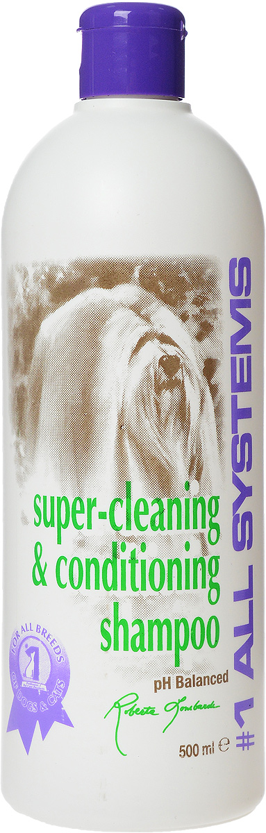Шампунь для собак и кошек 1 All Systems Super-cleaning & Conditioning, суперочищающий, 500 мл102 Шампунь для собак и кошек 1 All Systems Super-cleaning & Conditioning, суперочищающий, 500 мл102Шампунь 1 All Systems Super-cleaning & Conditioning предназначен для собак и кошек. Шампунь обогащен кондиционерами, которые тщательно очищают шерсть, не изменяя ее структуру. Быстро и полностью смывается, оставляет шерсть искрящейся, без остатков грязи. Уникальная формула предотвращает образование колтунов. Благодаря безопасной и очень мягкой формуле, может использоваться ежедневно. Подходит для чувствительной кожи, щенкам, кормящим сукам и кошкам. Содержит только натуральные, безвредные ингредиенты. Не содержит алкоголь, масло или силиконовые продукты, способные повредить кожу и шерсть. Не изменяет окрас и текстуру. Способ применения. Может быть разведен в 1 или 2 частях воды перед использованием. Хорошо увлажните шерсть и нанесите нужное количество для удаления грязи и жира. Хорошо вмассируйте в шерсть. Ополосните и еще раз нанесите шампунь для полной очистки шерсти, затем нанесите подобранный для вашего питомца кондиционер. Рекомендации для кошек: идеально...