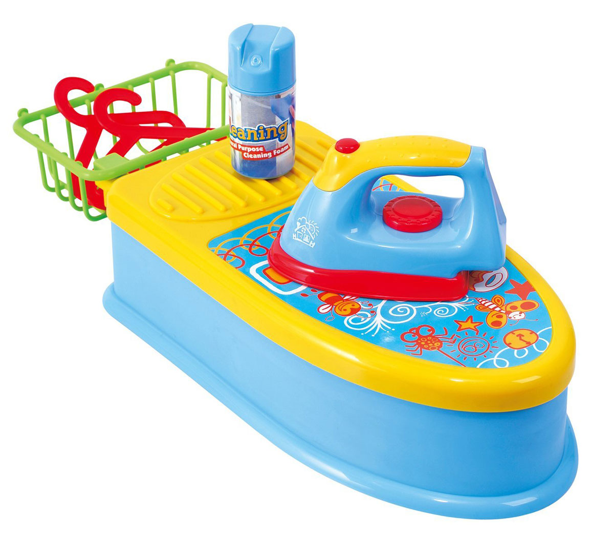 Playgo Игровой набор Хозяюшка 7 предметовPlay 3365 Playgo Игровой набор Хозяюшка 7 предметовPlay 3365Игровой набор Playgo Хозяюшка понравится любой малышке, которая хочет стать такой же хорошей хозяйкой, как и ее мама. Ведь каждая девочка, когда мама начинает гладить одежду, просит маму дать попробовать и ей. Но ведь делать это с настоящим утюгом не безопасно. Зато теперь проблема решена! Малышка сможет научиться бережно и аккуратно гладить белье своим игрушечным утюгом, на пластмассовой гладильной доске, используя разные игровые аксессуары. Утюг выглядит как настоящий, а гладильная доска имеет открывающуюся крышку и в нее можно сложить все аксессуары. Играя, малышка сможет развить у себя хозяйственные навыки, двигательную активность рук, воображение, опрятность и аккуратность. В комплект входят 2 вешалки, утюг, корзина для белья, гладильная доска, распылитель воды.