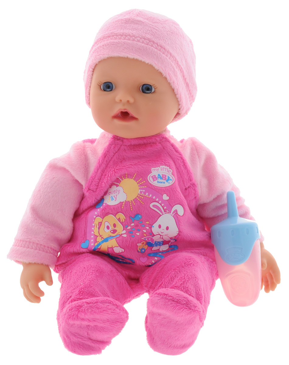 Baby Born Пупс цвет одежды светло-розовый розовый822-500 Baby Born Пупс цвет одежды светло-розовый розовый822-500Очаровательный пупс Baby Born - отличный подарок для девочки. Тело пупса мягконабивное, из твердых материалов изготовлены только голова и конечности. Наполнитель мягкой части игрушки состоит из микрогранул. Благодаря этому куклу можно купать в воде - набивка очень быстро высыхает и с куклой снова можно играть. В наборе с куклой поставляется комплект одежды - розовый комбинезон и шапочка, а также бутылочка. Благодаря играм с куклой, ваша малышка сможет развить фантазию и любознательность, овладеть навыками общения и научиться ответственности. Порадуйте свою принцессу таким прекрасным подарком!