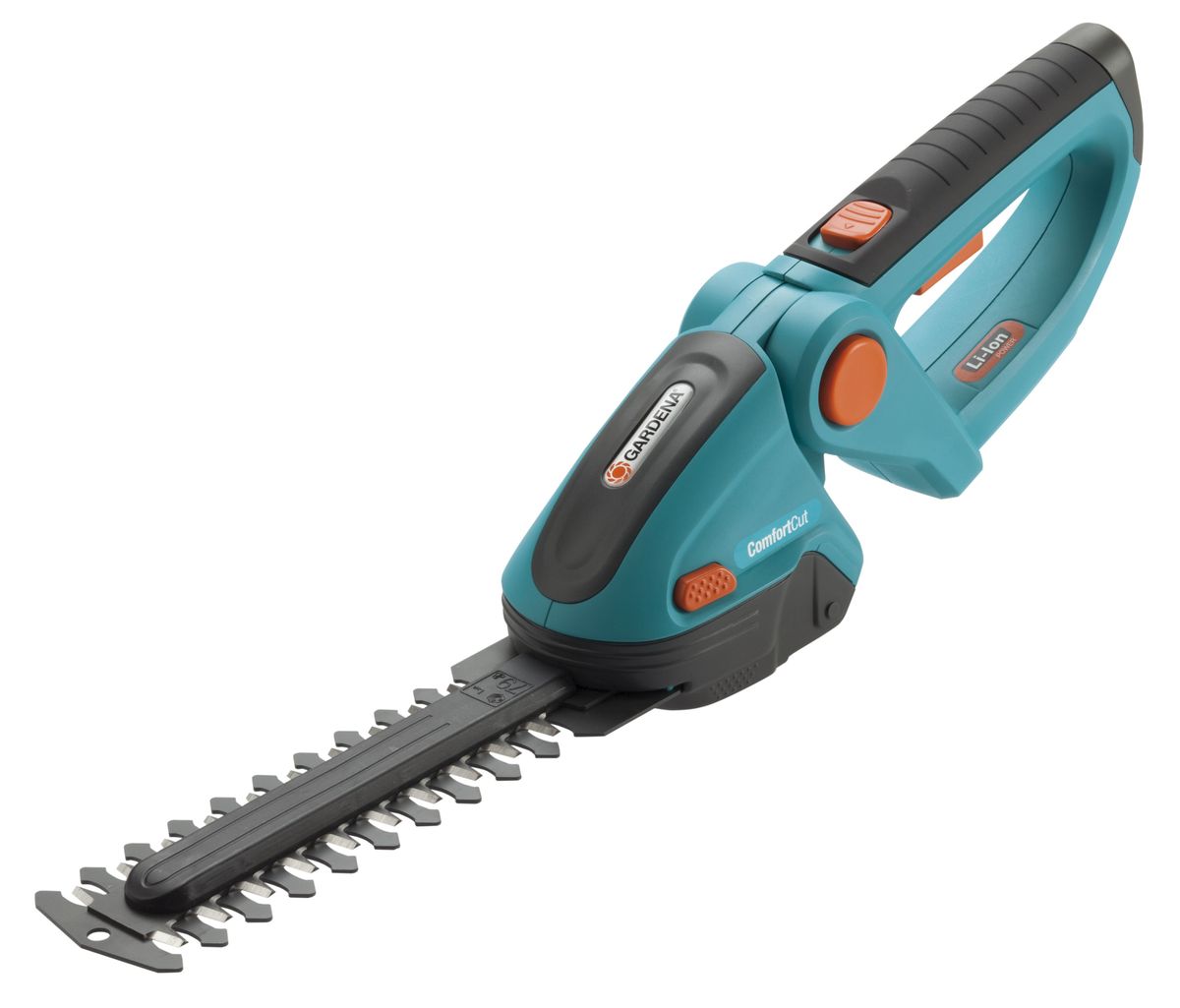 Ножницы для газонов и кустарников Gardena ComfortCut, аккумуляторные08897-20.000.00 Ножницы для газонов и кустарников Gardena ComfortCut, аккумуляторные08897-20.000.00Ножницы для газонов и кустарников Gardena ComfortCut - поистине универсальный инструмент для ухода за вашим садом. Эти ножницы, поставляемые в комплекте с двумя различными ножами, идеально подходят для стрижки кромок газонов, придания формы и обрезки самшита, а также других кустарников и кустовых растений. Ножи заменяются без помощи инструментов - невероятно просто, быстро и безопасно. Это дает возможность легко преобразовать газонные ножницы в кусторезы. При создании ножниц обращалос особое внимание на комфорт при работе. В зависимости от типа применения удобную рукоятку можно наклонить под нужным углом, обеспечив естественное положение руки. Мощная, простая в обслуживании литий-ионная аккумуляторная батарея гарантирует легкость работы и прекрасную производительность. Светодиодный дисплей постоянно показывает уровень заряда аккумулятора и позволяет оценить оставшееся время работы, а также вовремя сигнализирует о необходимости подзарядки. Съемные ножи...
