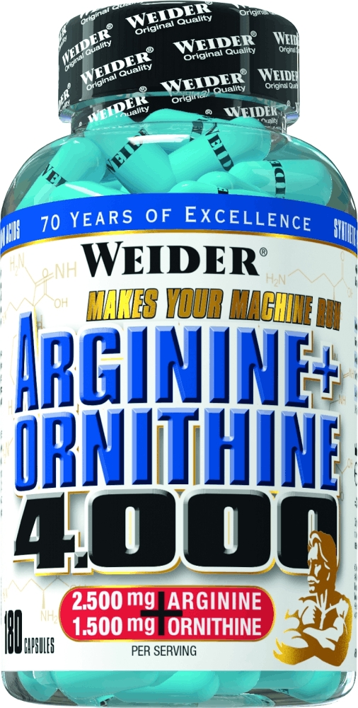 Аргинин Weider Arginine + Ornithine 400031632 Аргинин Weider Arginine + Ornithine 400031632Аминокислотный комплекс, содержащий высокие концентрации L-аргинина и L-орнитина! L-Аргинин стимулирует выработку гормона роста, что способствует уменьшению жировых отложений и росту мышечной массы. Дополнительный прием L-Аргинина в особенности необходим интенсивно тренирующимся атлетам после 30 лет, когда его естественная секреция полностью прекращается! L-орнитин – аминокислота, которая стимулирует выделение инсулина и помогает инсулину действовать в качестве анаболического гормона. Дополнительный прием L-орнитина поможет Вам похудеть и улучшить форму тела, пока вы спите! Кроме того, L-орнитин действует как гепатопротектор, регенерируя ткани печени, и участвует в процессе детоксикации аммиака! Рекомендации по применению: Принимать 3 капсулы перед тренировкой и 3 капсулы перед сном