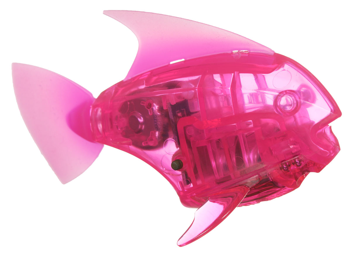 Hexbug Микро-робот AquaBot с аквариумом цвет розовый460-3673 Hexbug Микро-робот AquaBot с аквариумом цвет розовый460-3673Уникальный микро-робот Hexbug Aquabot изготовлен из безопасного пластика и выполнен в виде забавной рыбки. Теперь микро-роботы осваивают и водные глубины! Все что нужно - это прозрачная емкость и простая водопроводная вода. Бросьте рыбку в жидкость, она почувствует комфортную для себя стихию и радостно зашевелит хвостом. Несколько режимов работы робота позволяют ему точно имитировать движение настоящей рыбки, неспешно плавая на поверхности или быстро погружаясь на глубину. Робот Aquabot плавает как настоящая рыба и непредсказуем в направлении движения. Если микро-робот замер, то достаточно просто всколыхнуть аквариум, и он снова поплывет. Вне воды он автоматически выключается. В комплект входит пластиковый аквариум. Для работы игрушки необходимы 2 батарейки типа LR44 (в комплекте).