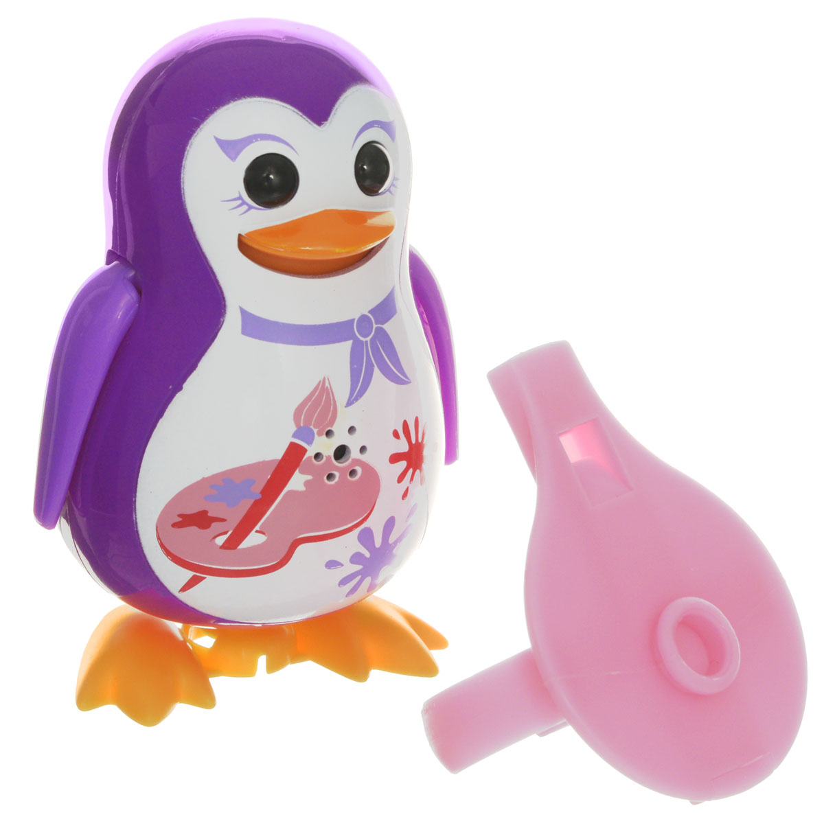 DigiFriends Интерактивная игрушка Пингвин с кольцом цвет фиолетовый88333_фиолетовый DigiFriends Интерактивная игрушка Пингвин с кольцом цвет фиолетовый88333_фиолетовыйУ вас есть шанс получить уникального домашнего питомца - поющего пингвина. Не каждый может похвастаться этим. Эта интерактивная игрушка будет развлекать вас различными мелодиями, пением и ритмичными движениями. Для активизации пингвина необходимо подуть на него. Чтобы активировать режим проигрывания мелодий достаточно посвистеть в свисток, который имеется в комплекте. Игрушка издает 55 вариантов мелодий и звуков. Кольцо-свисток может служить как переносной насест для пингвина. Ребенок может надеть кольцо на два пальца, закрепить там игрушку и свободно играть или даже бегать. Пингвин DigiFriends устойчив на любой ровной поверхности. Игрушка может качаться, крутиться, махать крыльями и шевелить клювом в такт мелодии. Игрушка работает в двух режимах: соло и хор. Можно синхронизировать неограниченное количество пингвинов или других персонажей DigiFriends. Главным в хоре становится персонаж, которого первого включили. Необходимо размещать DigiFriends на...