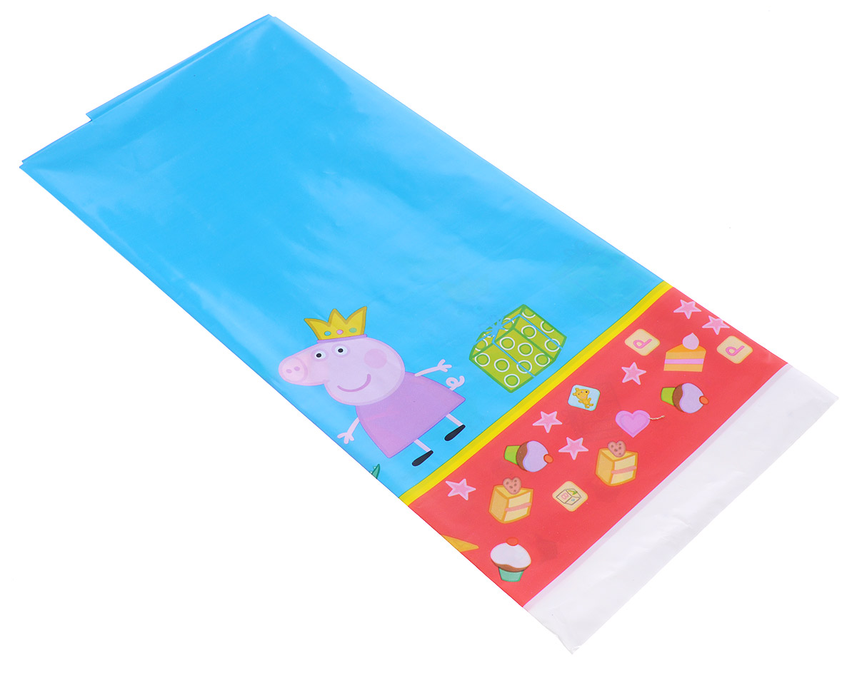 Peppa Pig Скатерть Пеппа-принцесса28559 Peppa Pig Скатерть Пеппа-принцесса28559Яркая скатерть Peppa Pig Пеппа-принцесса с веселой героиней мультфильма Свинка Пеппа украсит праздничный стол для детей и поднимет настроение всем участникам торжества. Полиэтиленовая скатерть Peppa Pig Пеппа-принцесса размером 133 см х 183 см придется по душе и детям, и взрослым.