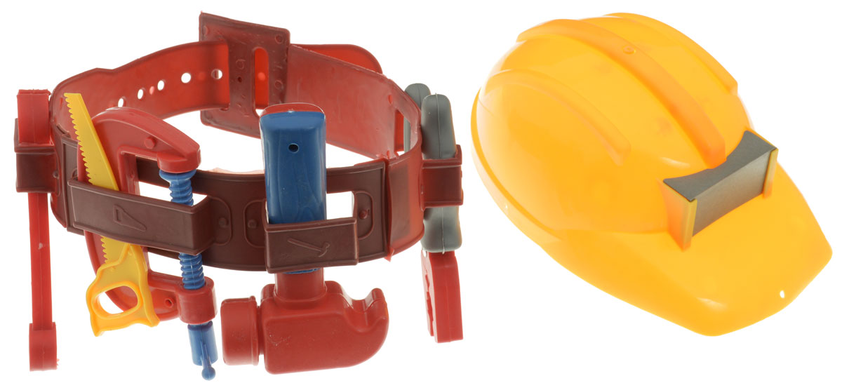 Plastic Toy Игровой набор строительных инструментов цвет каски желтыйL458-H24002_желтая каска Plastic Toy Игровой набор строительных инструментов цвет каски желтыйL458-H24002_желтая каскаИгровой набор строительных инструментов Plastic Toy станет отличным подарком для маленького мастера. В наборе имеется все, что может пригодиться юному строителю: молоток, ручная пила, гаечный ключ, плоскогубцы, винтовой зажим, пояс для инструментов, каска. Малыш сможет отремонтировать игрушки и устранить все неисправности в доме, помогая папе. Игры с этим набором способствуют развитию воображения и познавательного мышления. Изделия набора выполнены из нетоксичного и качественного пластика.