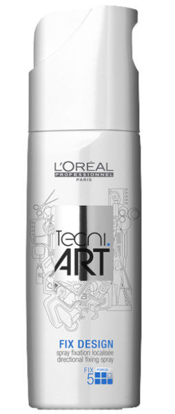 LOreal Professionnel Tecni. art Fix Спрей для локальной фиксации (фикс.5) 200 млE0613638 LOreal Professionnel Tecni. art Fix Спрей для локальной фиксации (фикс.5) 200 млE0613638Анионные полимеры средства L`Oreal Professional Фикс Дизайн сверхсильной фиксации надежно защищают ваши волосы от вредного воздействия окружающей среды. Полимеры крепятся на поверхности волоска и, окружая его, создают защитный слой. При этом ваши волосы выглядят более эластичными и крепкими. Спрей также содержит специальный компонент для легкого расчесывания и придания мягкости волосам. УФ-фильтры, входящие в состав спрея, эффективно защищают ваши волосы от вредного солнечного излучения. Спрей Фикс Дизайн подходит для любого типа волос. Уровень фиксации: 5 (сверхсильная фиксация).