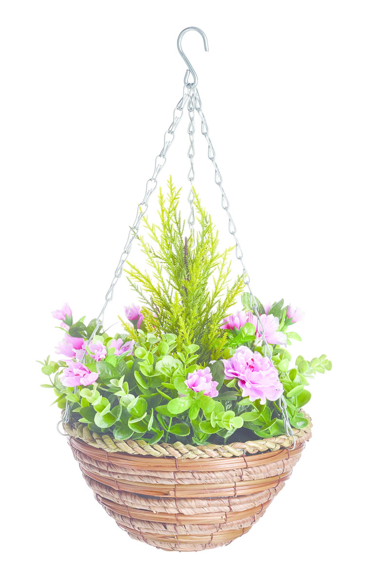 Корзина подвесная Gardman с искуственными растениями (азалия, эвкалипт) 25см Корзина подвесная Gardman с искуственными растениями (азалия, эвкалипт) 25см