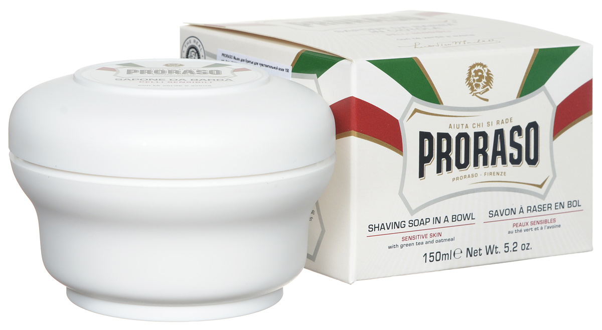 Proraso Мыло для бритья для чувствительной кожи 150 мл401961 Proraso Мыло для бритья для чувствительной кожи 150 мл401961Мыло для бритья в чаше с экстрактом овса и зеленого чая. Экстракт овса: pH нейтральный, увлажняет и успокаивает. Зеленый чай: натуральный антиоксидант богатый минералами и полифенолами.