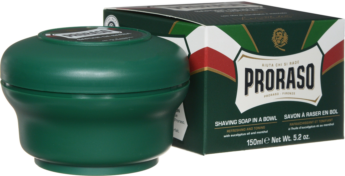 Proraso Мыло для бритья освежающее 150 мл401960 Proraso Мыло для бритья освежающее 150 мл401960Мыло для бритья в чаше с ментолом и маслом эвкалипта. Масло эвкалипта: очищает и тонизирует. Ментол: бодрит и освежает. Подходит для нормальной кожи и любого типа щетины.