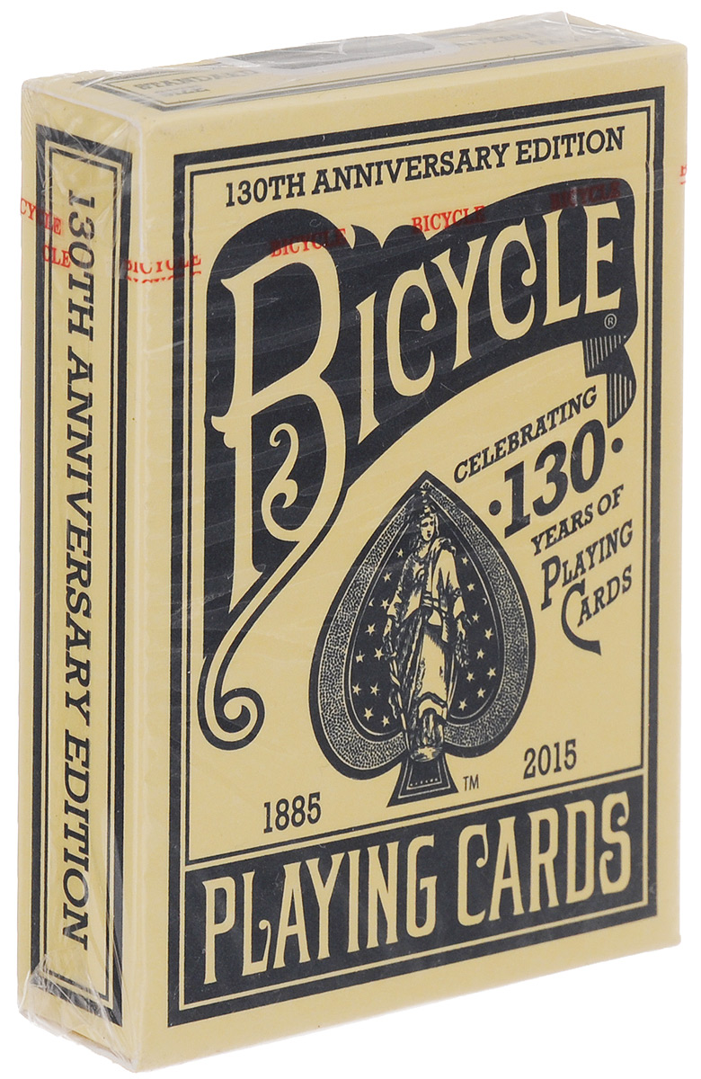 Карты игральные Bicycle. 130th Anniversary Edition, цвет: синий, 54 картыК-574 Карты игральные Bicycle. 130th Anniversary Edition, цвет: синий, 54 картыК-574Игральные карты Bicycle. 130th Anniversary Edition стандартного размера выполнены из многослойного картона с пластиковым покрытием и превосходно подойдут как для игры, так и для личной коллекции. Карты Bicycle. 130th Anniversary Edition - это переиздание колоды дизайна 1891 года, выпущенное в честь 130 годовщины бренда. Дизайн Колесо №1 был одним из самых первых рисунков, выпущенных на заводе в 1887 году. То есть в таком виде карты выпускались под брендом Bicycle. В таком виде они оставались до 1907 года, потом три колеса заменили на четыре, чтобы рисунок стал симметричным.