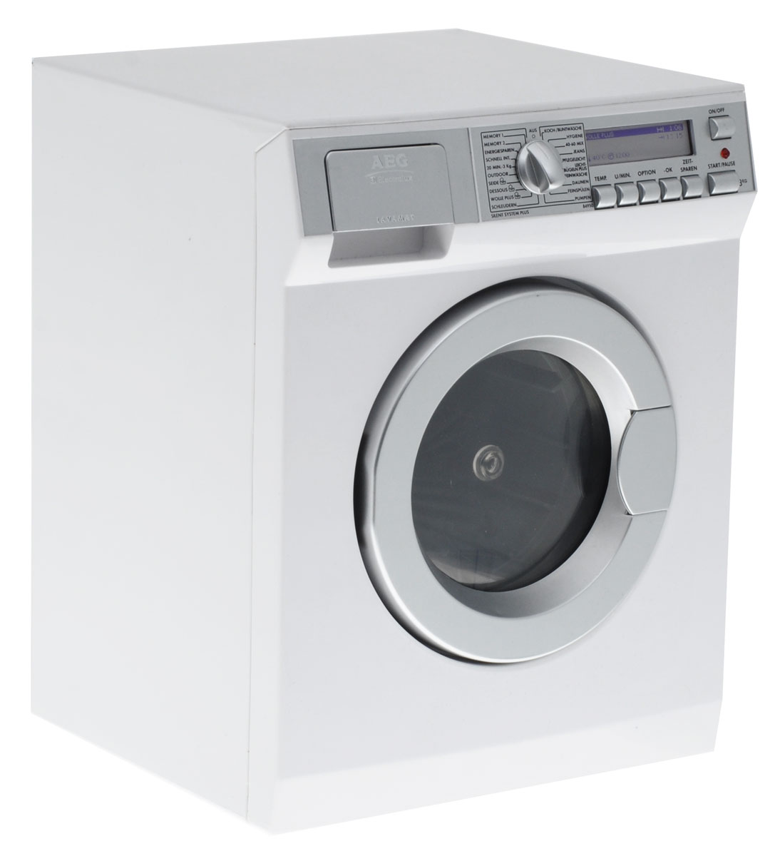 Klein Игрушечная стиральная машина Electrolux6936 Klein Игрушечная стиральная машина Electrolux6936Среди многочисленных детских товаров, моделирующих ведение домашнего хозяйства, игрушечная стиральная машина Klein Electrolux станет наилучшим подарком для вашей маленькой хозяйки! Она представляет собой точную копию настоящей стиральной машины. Игрушка полностью дублирует все основные возможности настоящей техники, включая выбор нескольких режимов, звуковые сигналы, вращение барабана и даже имитацию загрузки моющих средств. Ребенок сможет полностью насладиться эффектом максимальной реалистичности процесса стирки лучших нарядов своих любимых игрушек. Высокая детализация и реалистичность игрушки позволяет говорить о настоящей имитации социальной, профессиональной и даже эмоциональной деятельности взрослых во время детской игры. Дизайн, цветовая палитра, качество отлично сбалансированы и не перегружают органы восприятия и психику ребенка. Именно наличие игрушек подобного качества позволяет говорить о возможности по-настоящему современной и увлекательной ролевой игры. Изделие...
