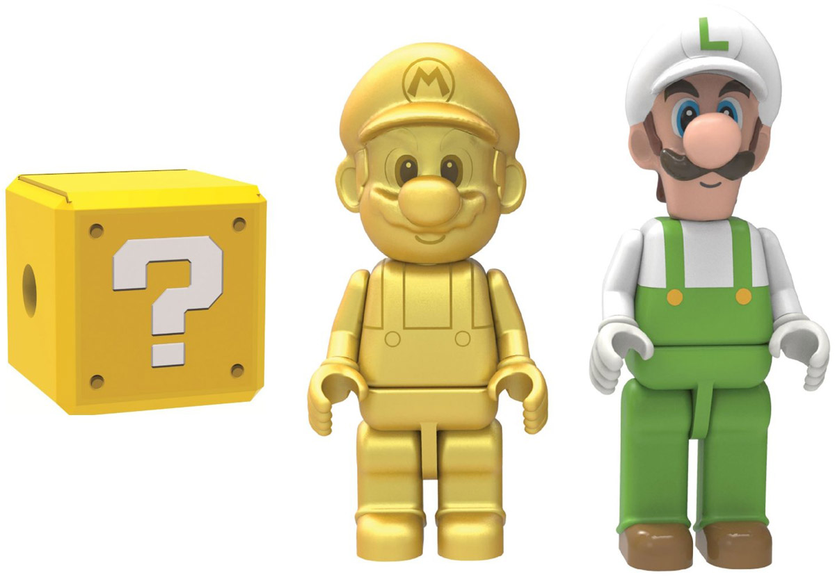 Knex Набор фигурок Golden Mario Fire Luigi & Mystery Figure38867 Knex Набор фигурок Golden Mario Fire Luigi & Mystery Figure38867Набор фигурок Knex Golden Mario, Fire Luigi & Mystery Figure станет отличным подарком все поклонникам знаменитых братьев Марио. В набор входит фигурка Golden Mario, Fire Luigi и одна загадочная фигурка. Кто именно? Вы узнаете, только открыв упаковку. Составные части фигурок взаимозаменяемы, поэтому можно собрать свою собственную, уникальную фигурку! Головы и конечности фигурок подвижны.
