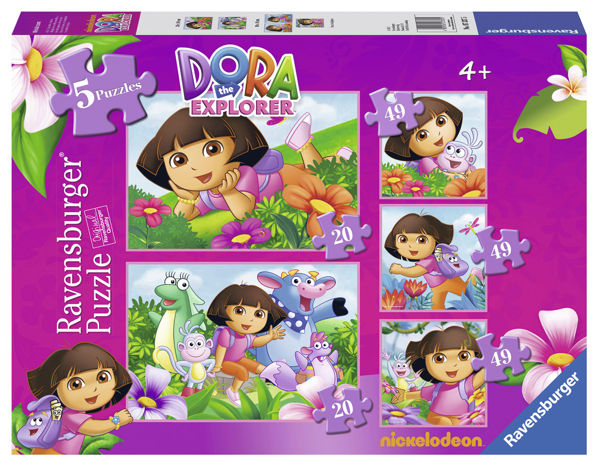 Ravensburger Пазл Даша-путешественница 5 в 17337 Ravensburger Пазл Даша-путешественница 5 в 17337Пазл Ravensburger Даша-путешественница, без сомнения, придется по душе вам и вашей малышке. Набор включает в себя 5 пазлов. Первый пазл состоит из 20 элементов, второй – из 20 элементов, третий – из 49 элементов, четвертый – из 49 элементов, пятый - из 49. Собрав все пазлы, вы получите замечательные картинки с изображением героев мультсериала Даша- путешественница. Пазл изготовлен из картона высочайшего качества. Такой материал не позволит вашей картине потускнеть с течением времени. Пазл - великолепная игра для семейного досуга. Сегодня собирание пазлов стало особенно популярным, главным образом, благодаря своей многообразной тематике, способной удовлетворить самый взыскательный вкус. А для детей это не только интересно, но и полезно. Собирание пазла развивает мелкую моторику у ребенка, тренирует наблюдательность, логическое мышление, знакомит с окружающим миром, с цветом и разнообразными формами.