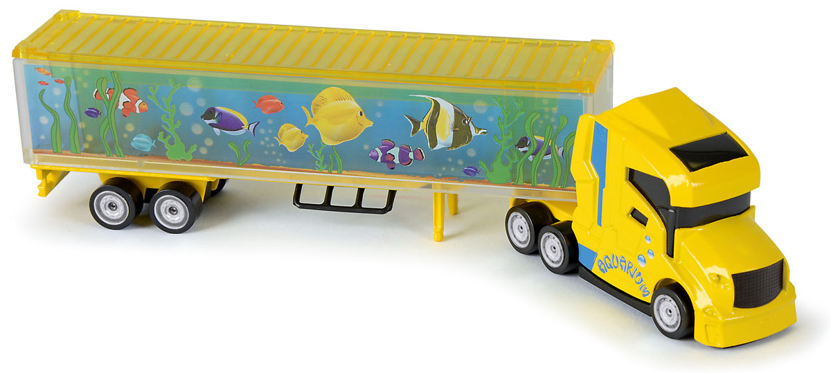 Majorette Грузовик Aquarium205330_желтый Majorette Грузовик Aquarium205330_желтыйГрузовик с прицепом Majorette Aquarium привлечет внимание вашего ребенка и не позволит ему скучать. Игрушка представляет собой мощный грузовик с большим прицепом-аквариумом для перевозки экзотических рыб. Двери прицепа открываются. Ваш маленький непоседа с удовольствием будет играть с такой машиной, придумывая различные истории. Порадуйте его таким замечательным подарком!