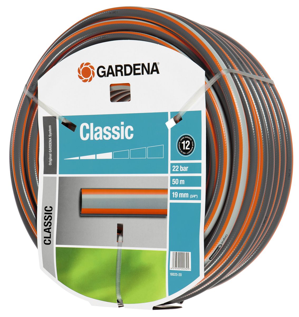 Шланг Gardena Classic, 19 мм (3/4) х 50 м18025-20.000.00 Шланг Gardena Classic, 19 мм (3/4) х 50 м18025-20.000.00Шланг Gardena Classic, прекрасно сохраняет свою форму благодаря высококачественному текстильному армированию, отсутствуют фталаты и тяжелые металлы, невосприимчив к УФ-излучению. Шланг не перегибается, не спутывается, не перекручивается, благодаря спиралевидному текстильному армированию, усиленному углеродными волокнами. Шланг Gardena Classic оптимально сочетается с компонентами базовой системы полива. Идеально подходит для умеренной интенсивности использования. Шланг Gardena Classic выполнен из высококачественного ПВХ и выдерживает давление до 22 бар. Толстые стенки шланга и высококачественные материалы обеспечивают длительный срок службы.
