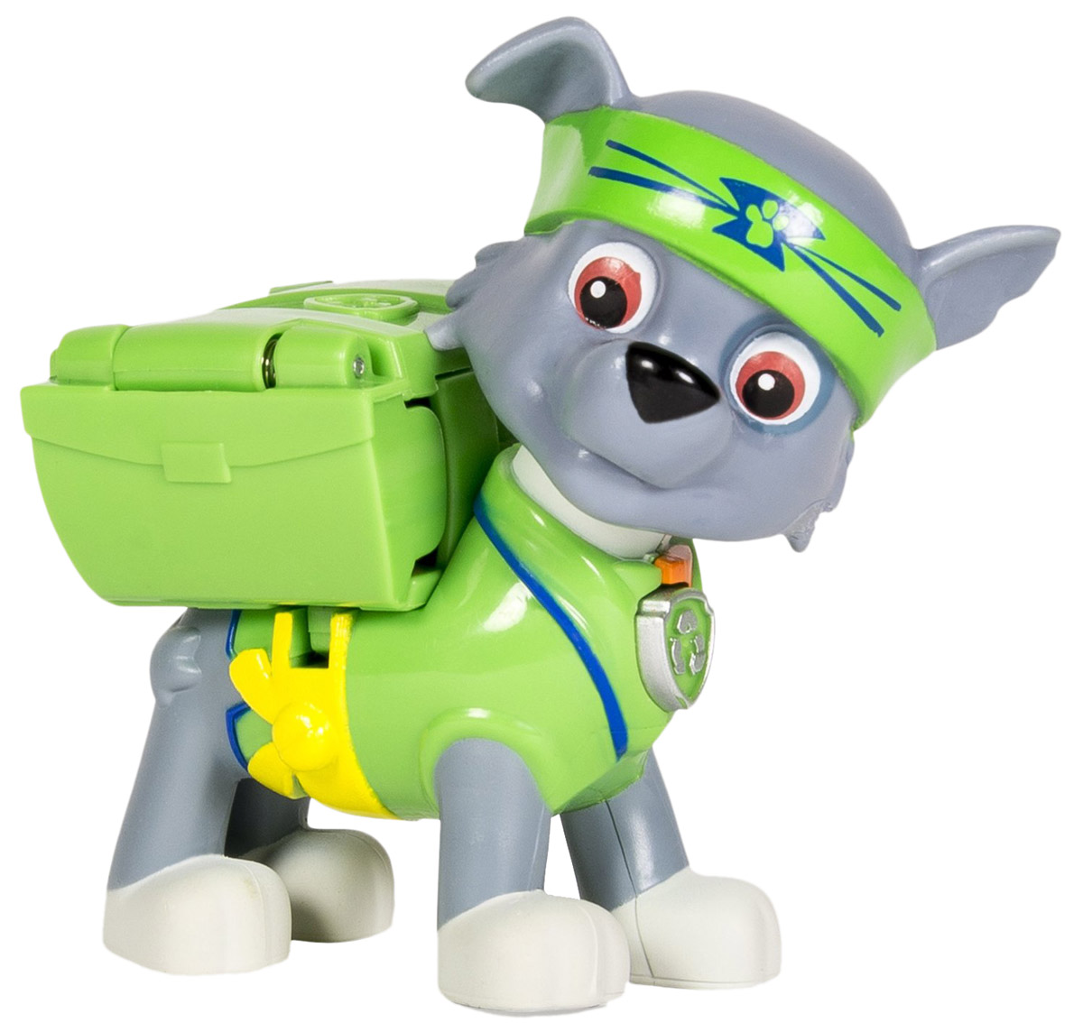 Paw Patrol Фигурка Rocky с рюкзаком-трансформером16655_20072763 Paw Patrol Фигурка Rocky с рюкзаком-трансформером16655_20072763Фигурка Paw Patrol Rocky с рюкзаком-трансформером станет отличным подарком для маленьких поклонников мультсериала Щенячий патруль. Фигурка выполнена из прочного высококачественного пластика. Голова фигурки вращается. При нажатии на кнопку, расположенную на груди, из рюкзака выдвигается манипулятор и инструмент. Ваш малыш сможет часами играть с этой очаровательной фигуркой, разыгрывая сценки из мультфильма, или придумывая собственные истории.