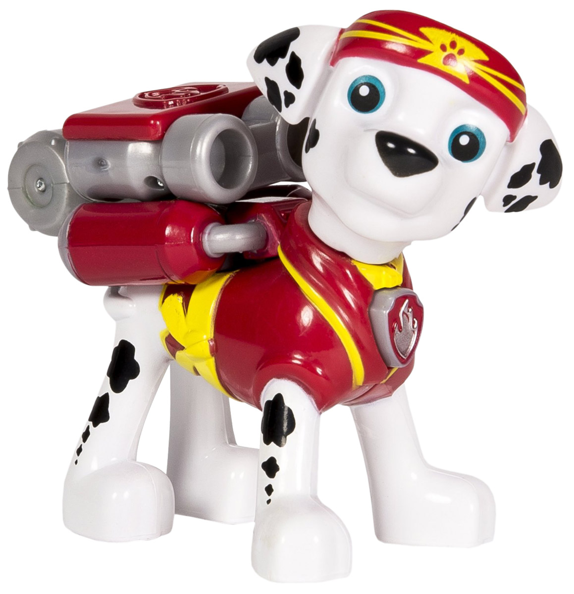 Paw Patrol Фигурка Marshall с рюкзаком-трансформером16655_20070743 Paw Patrol Фигурка Marshall с рюкзаком-трансформером16655_20070743Фигурка Paw Patrol Marshall с рюкзаком-трансформером станет отличным подарком для маленьких поклонников мультсериала Щенячий патруль. Фигурка выполнена из прочного высококачественного пластика. Голова фигурки вращается. При нажатии на кнопку, расположенную на груди, из рюкзака выдвигается пожарный гидрант. Ваш малыш сможет часами играть с этой очаровательной фигуркой, разыгрывая сценки из мультфильма, или придумывая собственные истории.