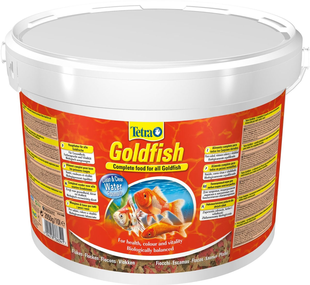 Корм для золотых рыбок Tetra Goldfish, хлопья, 10 л (2,05 кг)766341 Корм для золотых рыбок Tetra Goldfish, хлопья, 10 л (2,05 кг)766341Корм Tetra Goldfish - это кормовая смесь для здорового, полноценного питания для всех видов золотых рыбок, а также других видов холодноводных рыб. Разнообразное питание, которое достигается за счет оптимально подобранного состава хлопьев содержит все необходимые питательные вещества и микроэлементы, что улучшает здоровье, жизненную силу и богатство красок рыб. Запатентованная BioActive формула и формула Clean & Clear Water обеспечивают высокую устойчивость к заболеваниям, придают энергию и жизнеспособность. Рекомендация по кормлению: Кормить несколько раз в день маленькими порциями. Состав: рыба и побочные рыбные продукты, зерновые культуры, дрожжи, экстракты растительного белка, моллюски и раки, масла и жиры, водоросли, сахар. Пищевая ценность: сырой белок - 42%, сырые масла и жиры - 11%, сырая клетчатка - 2%, влага - 6,5%. Добавки: витамины, провитамины и химические вещества с аналогичным воздействием, витамин А 29100...