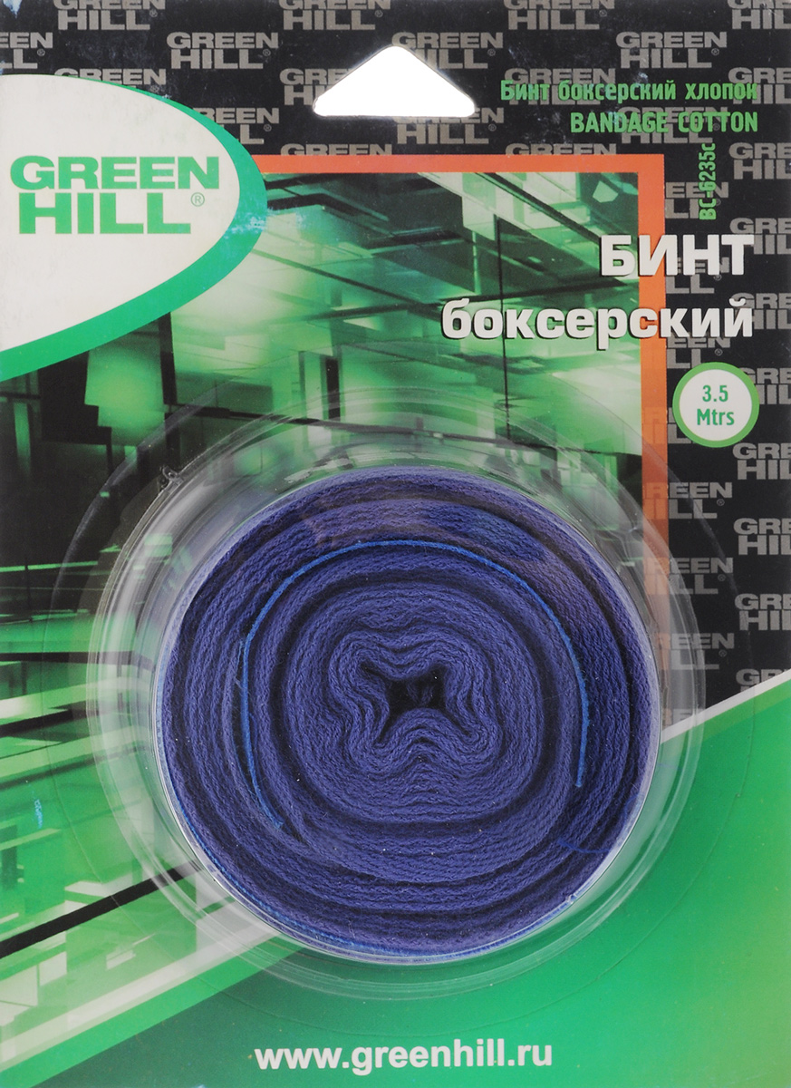 Бинт боксерский Green Hill, хлопок, цвет: синий, 3,5 мВС-6235-35 Бинт боксерский Green Hill, хлопок, цвет: синий, 3,5 мВС-6235-35Бинт Green Hill предназначен для защиты запястья во время занятий боксом. Изготовлен из высококачественного хлопка. Бинт надежно закрепляется на руке застежкой на липучке. Хорошо впитывает пот. Длина бинта: 3,5 м. Ширина бинта: 5 см.
