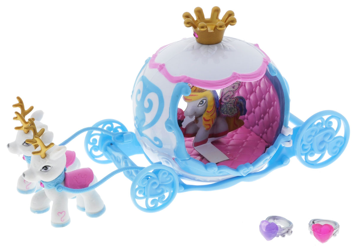 Filly Dracco Игровой набор Свадебная каретаM760001-3850 Filly Dracco Игровой набор Свадебная каретаM760001-3850В игровом наборе Filly Dracco Свадебная карета волшебные влюбленные лошадки решили навеки соединить свои сердца и сыграть свадьбу! Когда красивая пара возлюбленных готовится к торжественному дню - у них все должно быть на высшем уровне. И, конечно, какая свадьба без шикарного транспортного средства? К месту регистрации брака лошадок доставит роскошная свадебная карета. Такой игровой набор откроет простор для фантазии малышки и поможет осуществить задуманный сценарий! Усадите фигурки лошадок (продаются отдельно) в комфортное сидение под круглым куполом, и белые олени с золотистыми рогами домчат влюбленных в считанные секунды куда угодно! У кареты узорчатые вращающиеся колеса, а верхушка украшена короной. В наборе вы также найдете два кольца для молодоженов и брошюру с описанием других фигурок и коллекционных наборов серии Filly Wedding. Приглашайте гостей и устраивайте праздничное веселье! Все детали, из которых выполнен игровой набор, прочны и безопасны, а их...