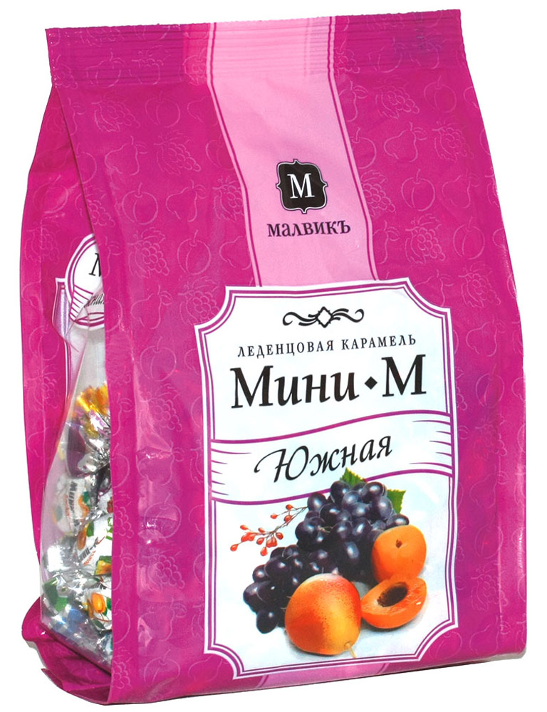 Малвикъ Мини-м Южное ассорти леденцовая карамель, 150 г4607033640287 Малвикъ Мини-м Южное ассорти леденцовая карамель, 150 г4607033640287Леденцовая карамель Малвикъ Мини-М - это вкусное и натуральное лакомство, наслаждаться которым можно практически бесконечно. Состоит из вкусов южных стран: сочного Дюшеса, кислого барбариса, терпкой изабеллы и сладкого абрикоса.