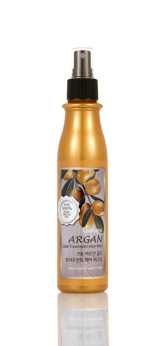 Confume Argan Увлажняющий спрей для волос аргановым маслом серии GOLD, 200 мл8803348015864 Confume Argan Увлажняющий спрей для волос аргановым маслом серии GOLD, 200 мл8803348015864Спрей для волос содержит богатый растительный комплекс из ягод ассаи, плодов нони, мангустина, барбариса и облепихи, который интенсивно питает и поддерживает волосы в здоровом состоянии. Благодаря входящим в состав золотым частицам спрей способствуют здоровому блеску и сиянию волос, укрепляя их. Подходит для окрашенных волос. Спрей для волос содержит богатый растительный комплекс из ягод ассаи, плодов нони, мангустина, барбариса и облепихи, который интенсивно питает и поддерживает волосы в здоровом состоянии.