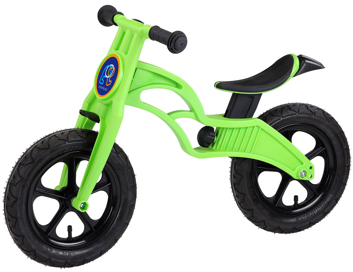Pop Bike Детский беговел Flash с надувными колесами цвет зеленыйSM-300-2-GREEN Pop Bike Детский беговел Flash с надувными колесами цвет зеленыйSM-300-2-GREENДетский беговел Pop Bike Flash c надувными колесами ОСОБЕННОСТИ: - Сверхлёгкая рама и вилка из композитного материала (прорезиненная мягкая пластмасса soft-touch). Рама изготовлена по специальной технологии, благодаря чему она прочнее аналогов на 30%. Ребёнок может сам переносить свой беговел. - Прорезиненное комфортное сиденье с лёгкой регулировкой по высоте (для детей ростом от 85см, на возраст от 2 лет). - Мягкие комфортные грипсы с защитными бар-эндами. - Переднее и заднее мини-крылья в комплекте. - Надувные колеса размером 12”. - Простая и быстрая сборка. Все необходимые ключи в комплекте. - Большой выбор аксессуаров. - Удобная и компактная упаковка.