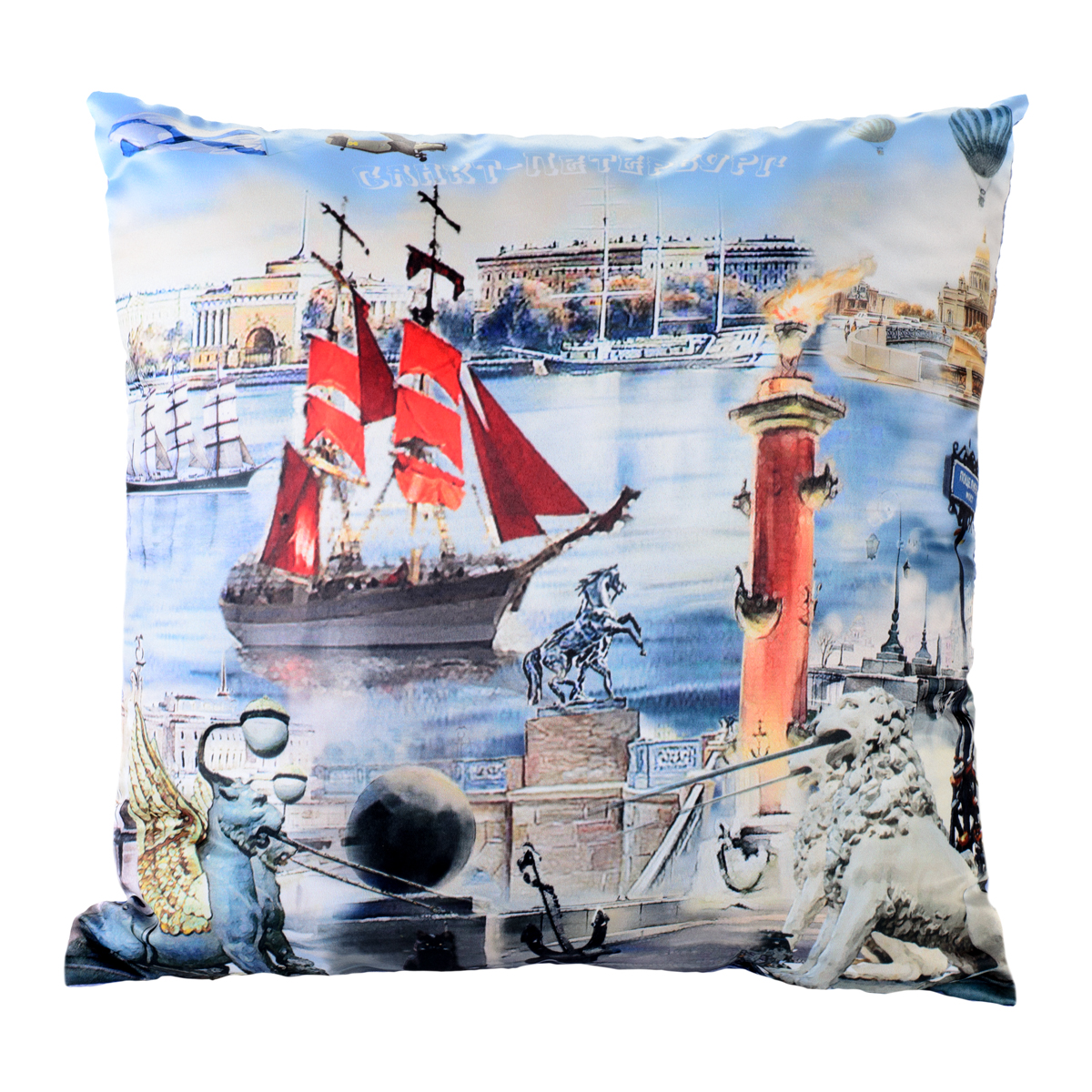 Подушка декоративная GiftnHome Алые паруса, 35 х 35см.PLW-35 АП Подушка декоративная GiftnHome Алые паруса, 35 х 35см.PLW-35 АППодушка Алые паруса 35х35см., Наволочка на молнии с наполнителем, GiftnHome, Италия